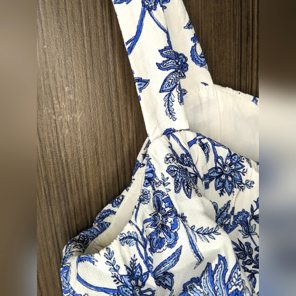 LOFT Blue and White Jumpsuit Romper Ruffled Neckline, 0 - Picture 5 of 11